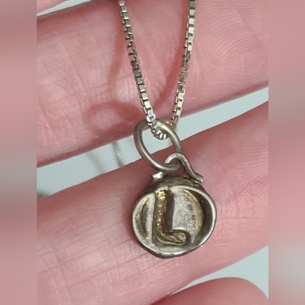 L waxing poetic initial charm pendant sterling silver 925 dainty retired vintage